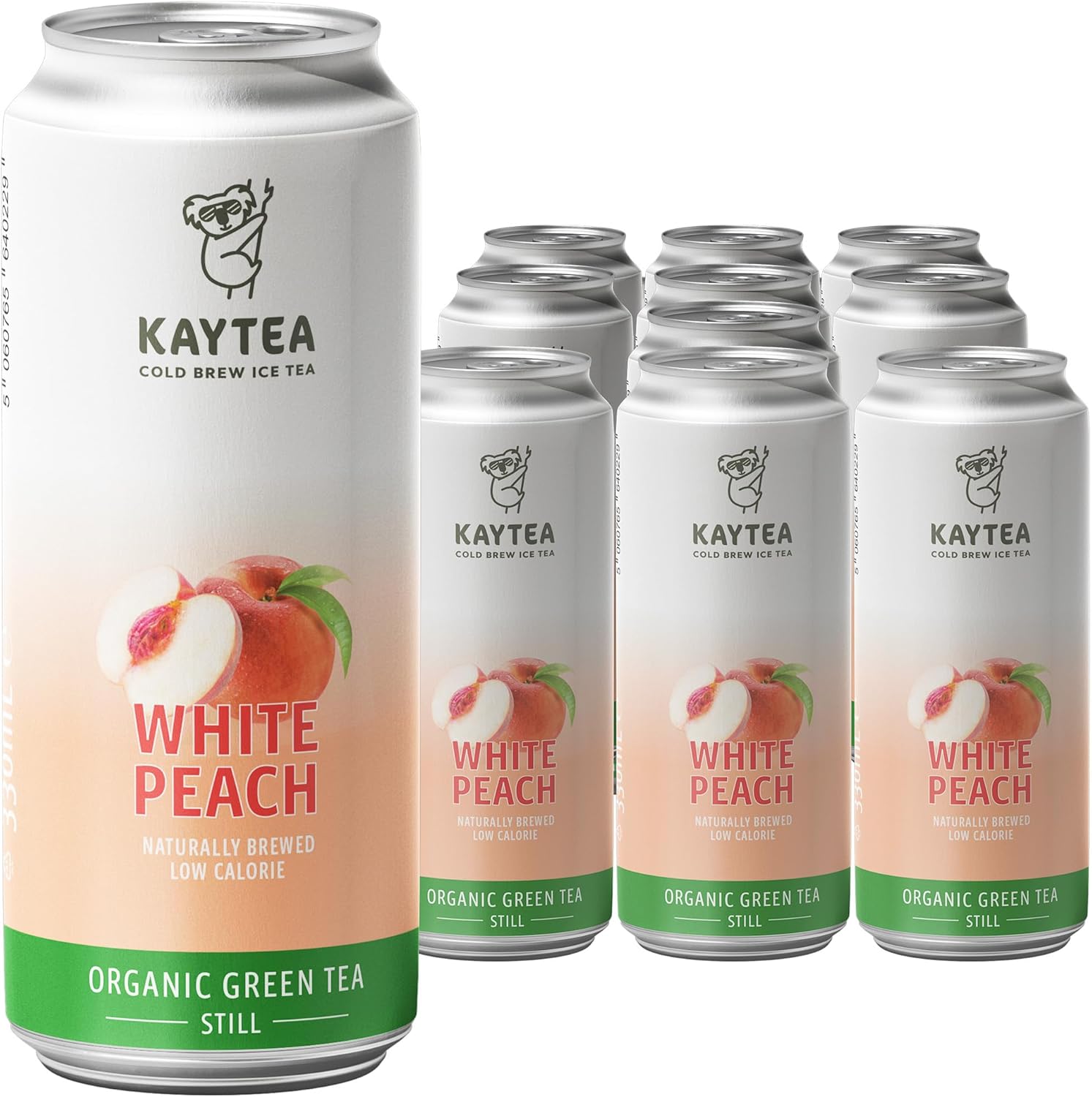 KAYTEA White Peach Ice Tea (Pack of 12 x 330 mL) - Green Tea Infusion - Peach Flavour - Cold Brewed - Organic Certified & Natural Ingredients