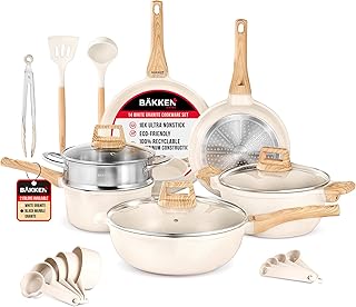 Bakken-Swiss 14-Piece Kitchen Cookware Set – Granite Non-Stick – Eco-Friendly – for All Stoves & Oven-Safe