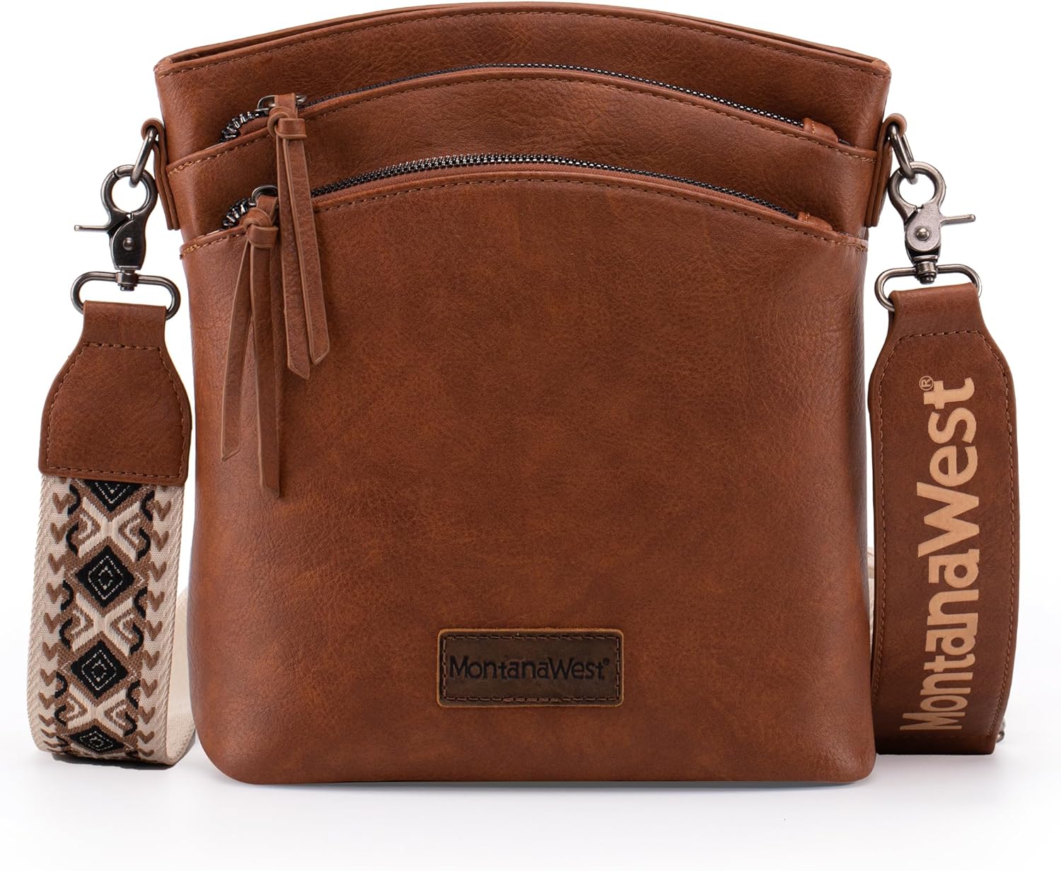 Montana West Multi Zip Pocket Large Crossbody Bag With Guitar Strap