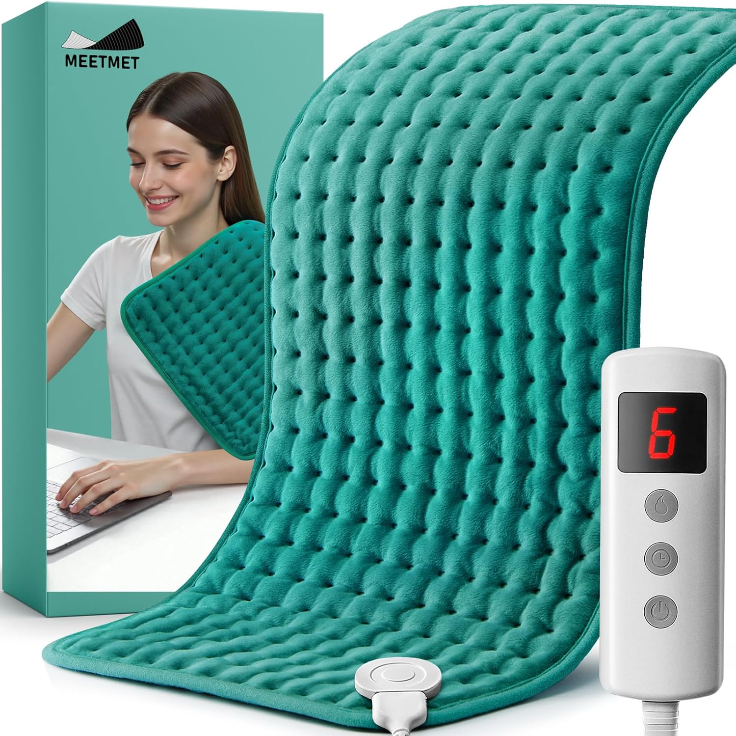 Electric Heating Pad – Alleviates Back, Neck & Shoulder Pain | Moist & Dry Heat Options | Auto Shut Off | Gifts for Women, Mom, Wife, Men and Parents – Mothers Day, Christmas and Everyday Use