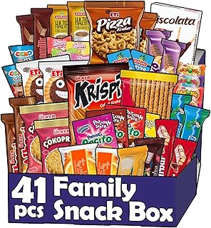 International Exotic Snack Box, 41 Count - Turkish Sour, Sweet, and Spicy Snack Variety Pack for Everyone| Foreign Snacks Assortment, Gift Box with Crackers, Biscuits, Candy for Halloween, Thanksgiving and Christmas