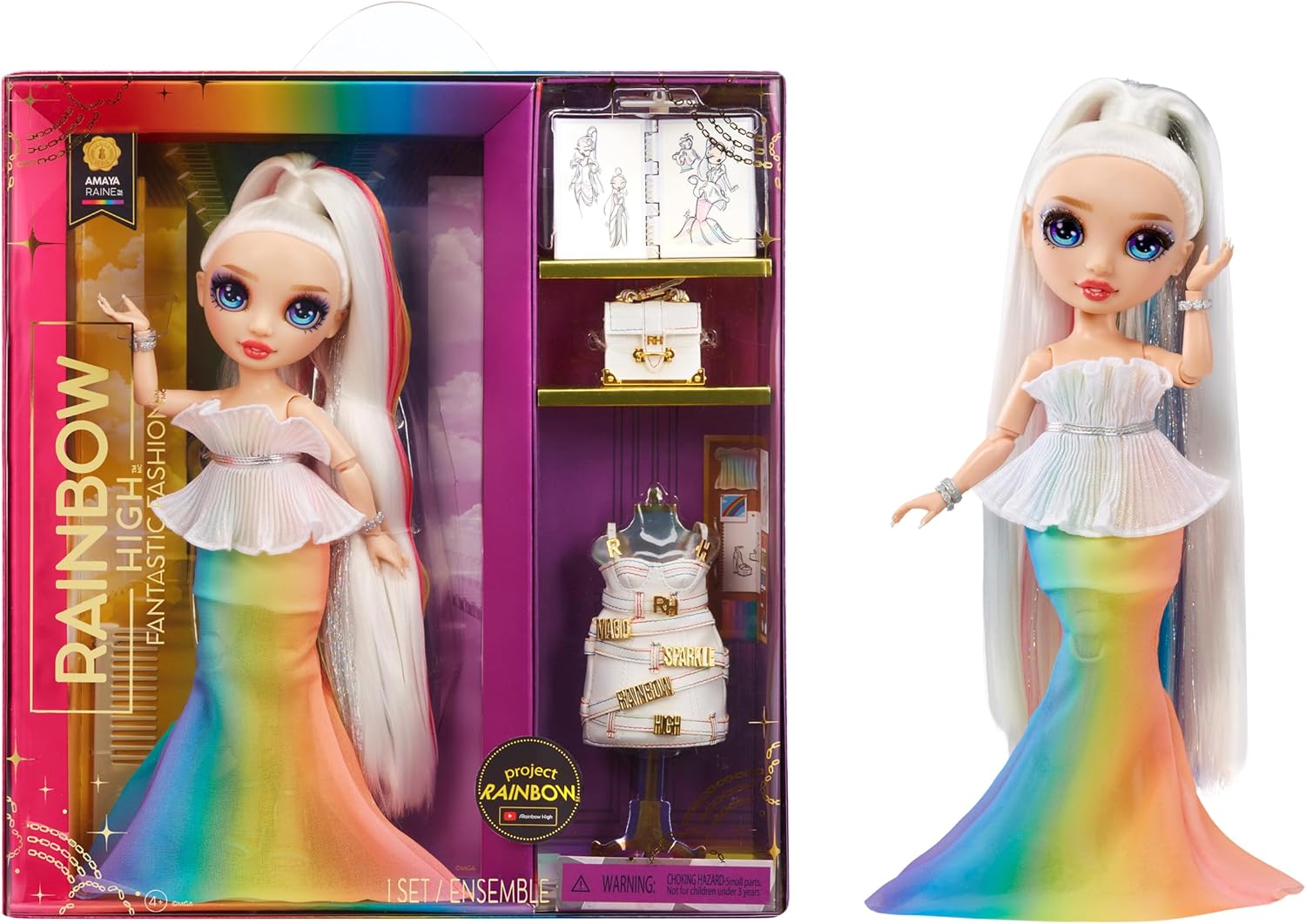 Rainbow High Fantastic Fashion Amaya Raine – Rainbow 11” Fashion Doll and Playset with 2 Complete Doll Outfits, and Fashion Play Accessories, Great Gift for Kids 4-12 Years Old