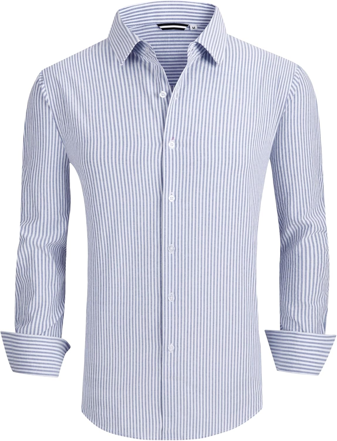 Alex Vando Mens Seersucker Dress Shirts Striped Business Casual Cotton Shirts for Men