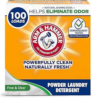 Arm & Hammer Laundry Detergent, Free of Perfume & Dyes, Powder, 100 Loads, 6.16 lb