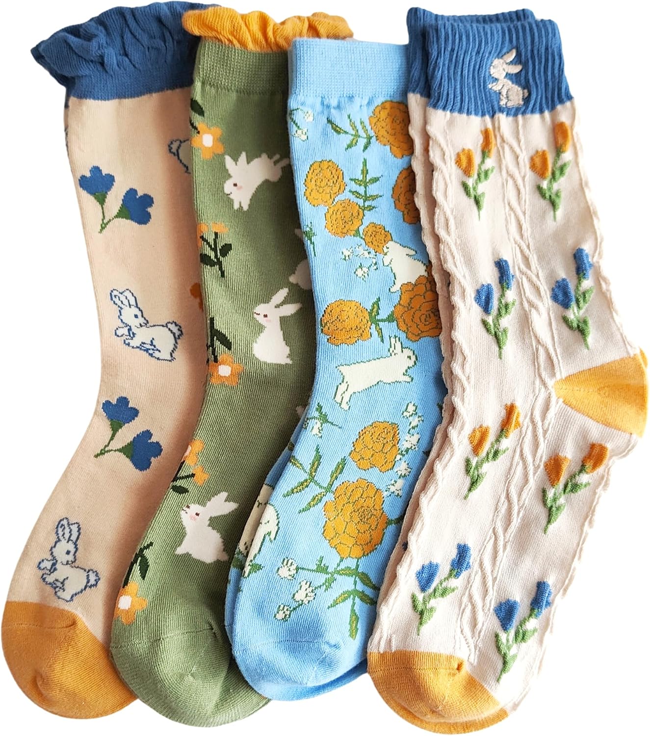 Womens Funny Crazy Bunny Socks Silly Cute Socks Fun Easter Crew Socks Novelty Colorful Design Casual Socks