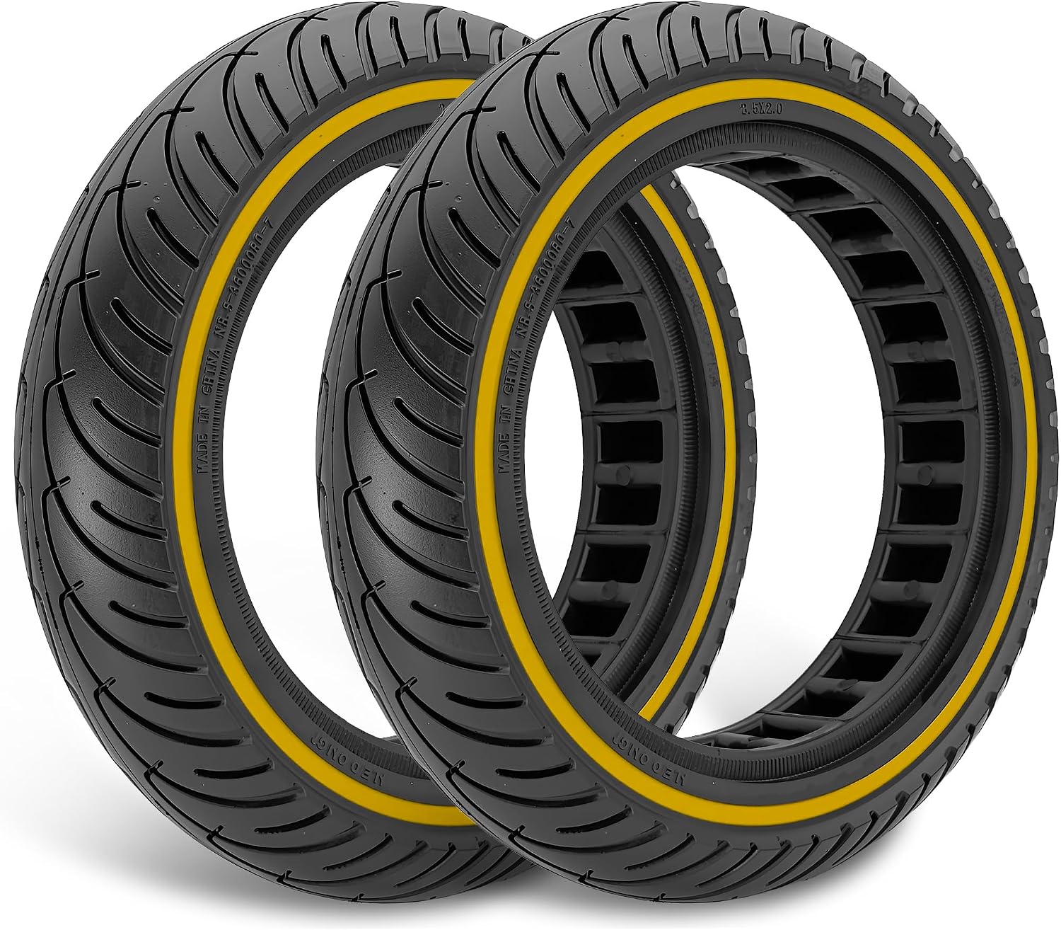 8.5 x 2.0 Inches Electric Scooter Tyre 50/75-6.1 Solid Tyre Fit for Gotrax Gxl V2/XR Apex Xl~Hiboy S2 Max Pro~Hover 1~AOVOPRO ES80~Xiaomi, 8 1/2" Anti-explosion Replacement Wheel Yellow