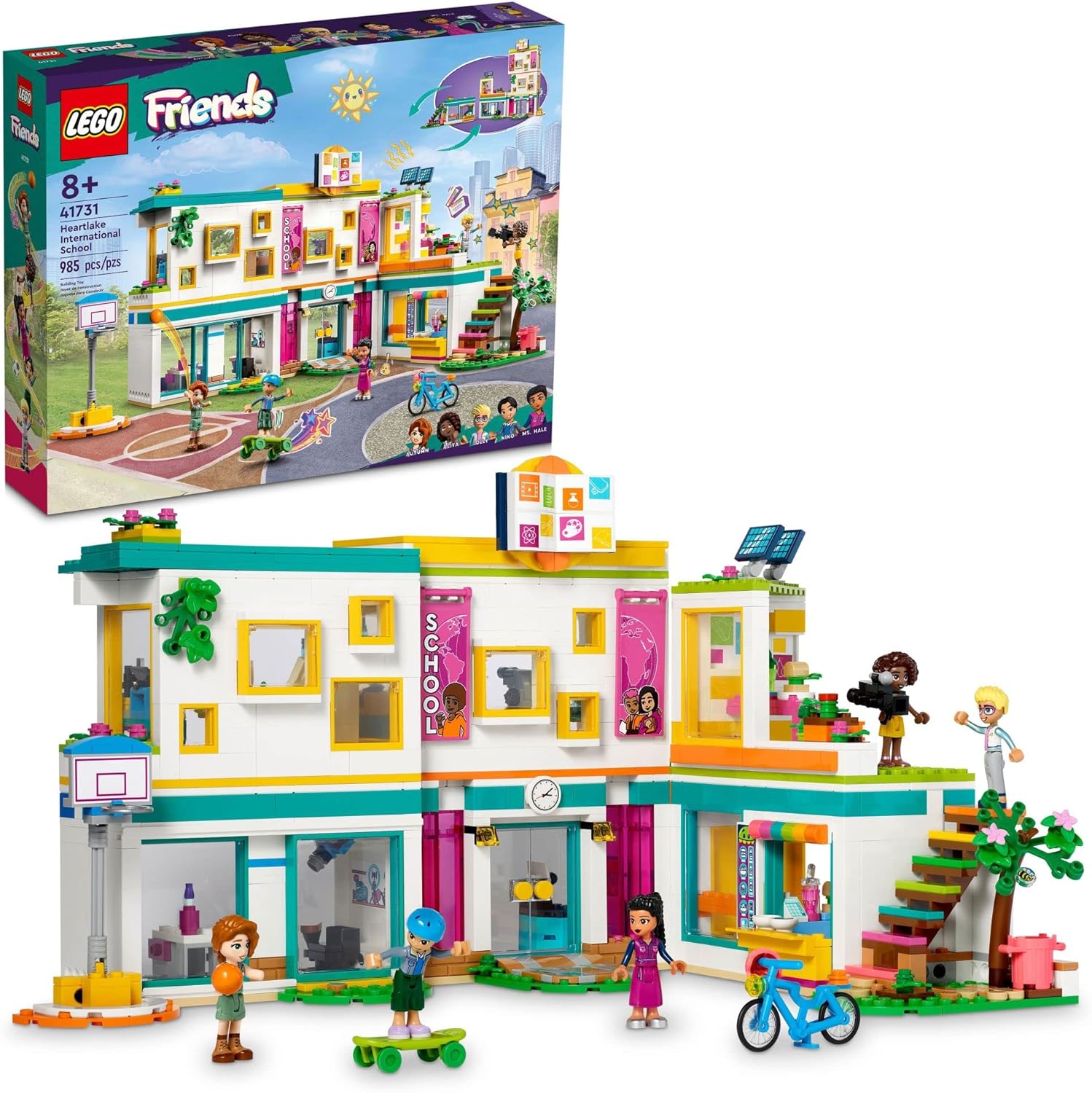 LEGO Friends Heartlake International School Playset, Building Toy for Girls Boys with 5 2023 Character Mini-Dolls & Accessories, Pretend Play School Classroom Building Kit, Birthday Gift Idea, 41731