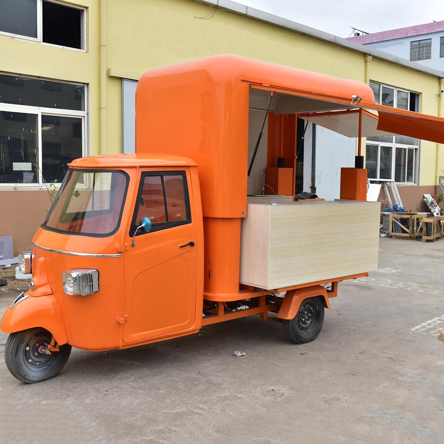 COGSUN Electric APE Food Truck with Lift-Up Box, Mobile Concession Food Truck for Sale, Small APE Food Trailer with Accessories, Travel Trailer Ice Cream Cart