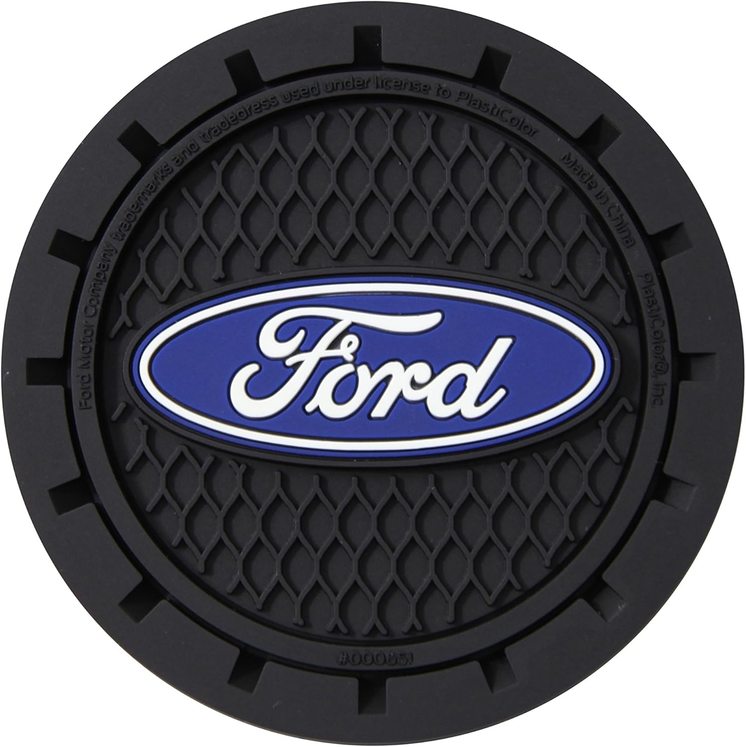 Plasticolor 000651R01 Ford Oval Auto Car Truck SUV Cup Holder Coaster 2-Pack , Blue