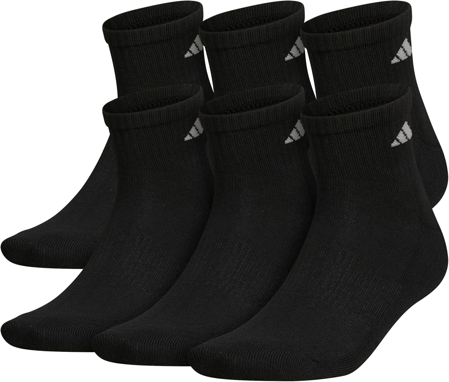 adidas Men's Socks, Athletic Cushioned Quarter 6-Pack, Ankle Fit with Arch Support