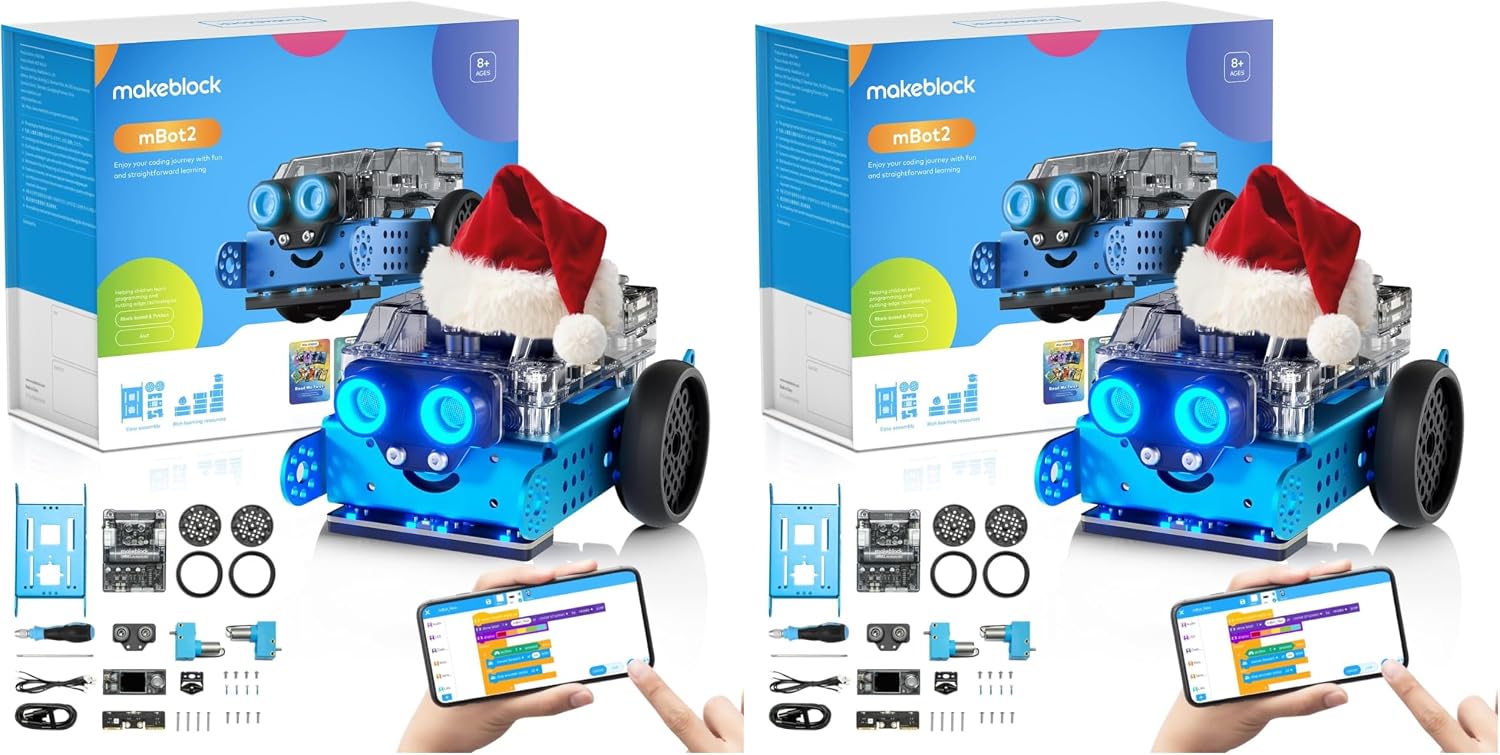 Makeblock mBot2 Coding Robot for Kids, Code Learning Support Scratch & Python Programming, Robotics Kit for Kids Ages 8-14 and up, Building STEM Robot Toys Gifts for Boys Girls (Pack of 2)