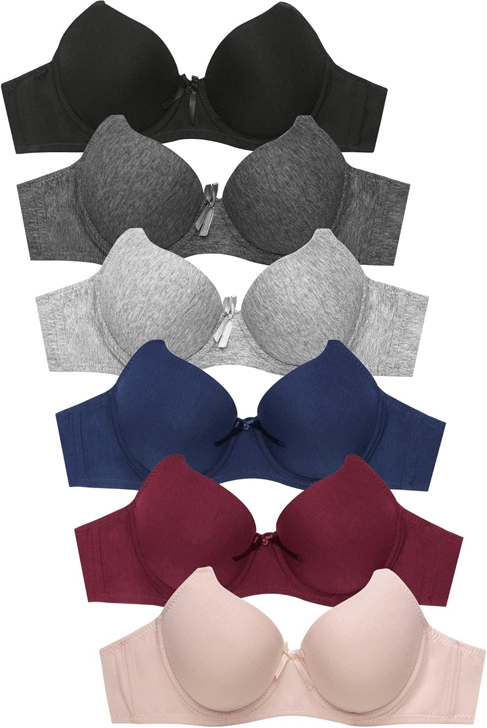 Mamia Women's Basic Lace/Plain Lace Bras (Pack of 6)- Various Styles (#65 (3 Hooks), 44DDD)