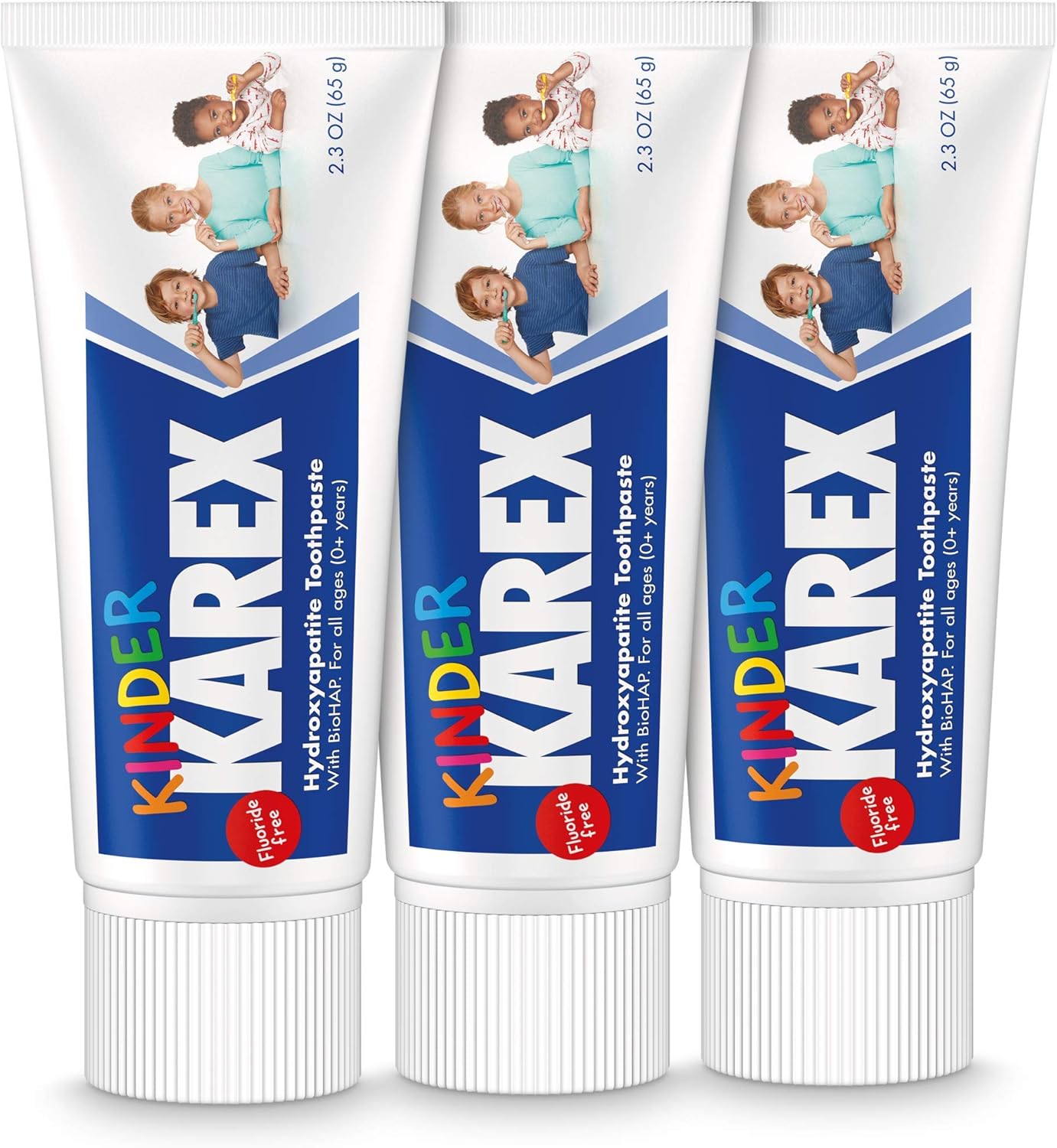 Kinder Karex Hydroxyapatite Kids Toddler Toothpaste I Fluoride Free I Clinically Tested I 2.3 oz (Pack of 3)