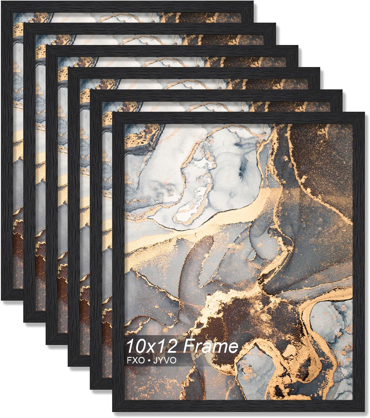 Engineered Wood 10x12 Picture Frame Set of 6, Black Frame for 10 x 12 Inch Picture Poster Photo, Light Weight 10 by 12 Frame with Wood-grain for Wall - 6 Pack/Black/10 x12