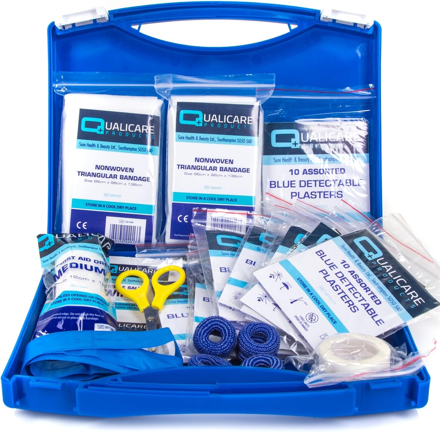 bumbur Catering First Aid Kit - Kitchen Safety Protection Blue Plasters & Dressings