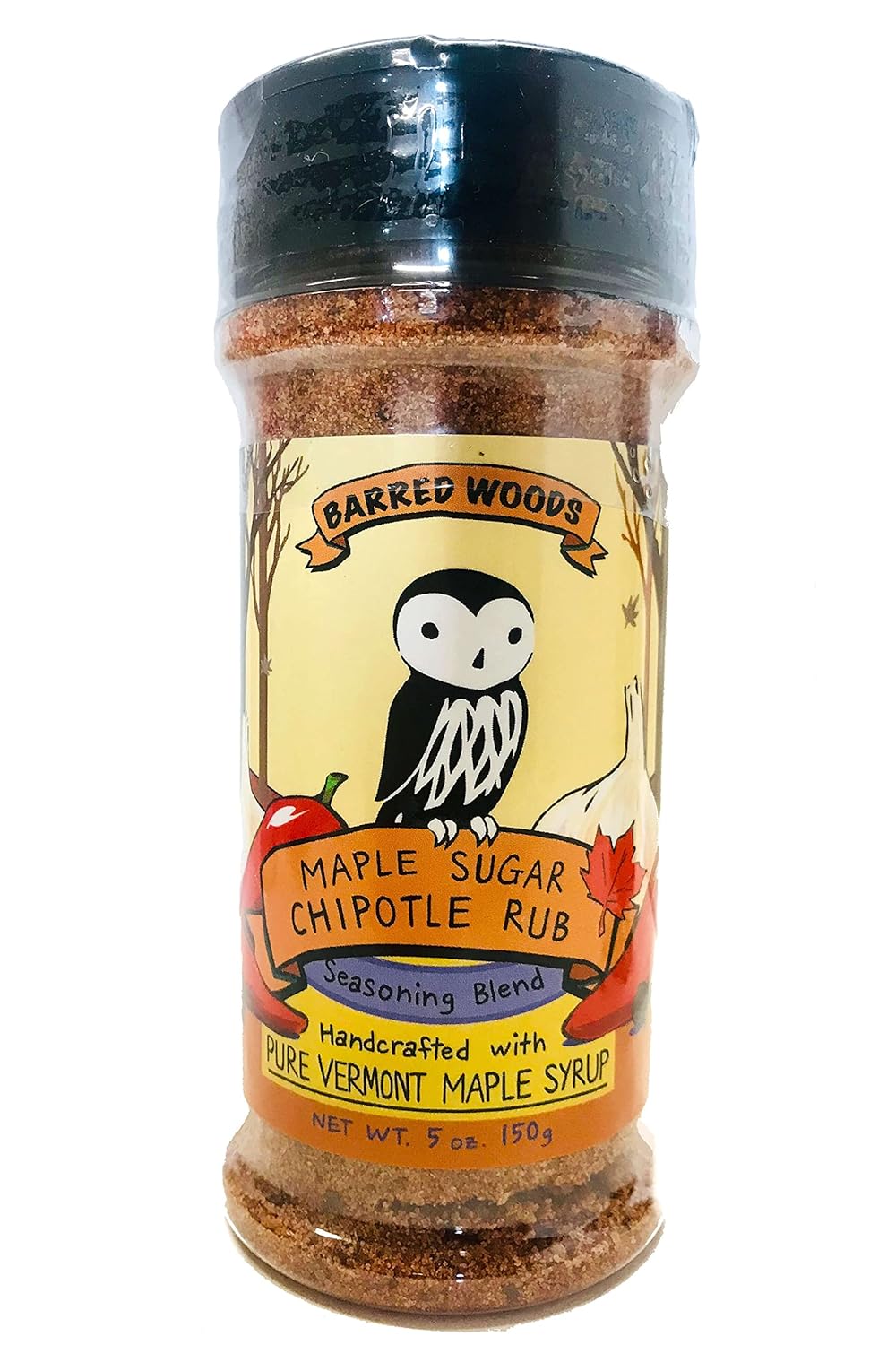 Maple Sugar Chipotle Rub - 5 oz Jar - BBQ and Bacon Rub - Barred Woods Maple
