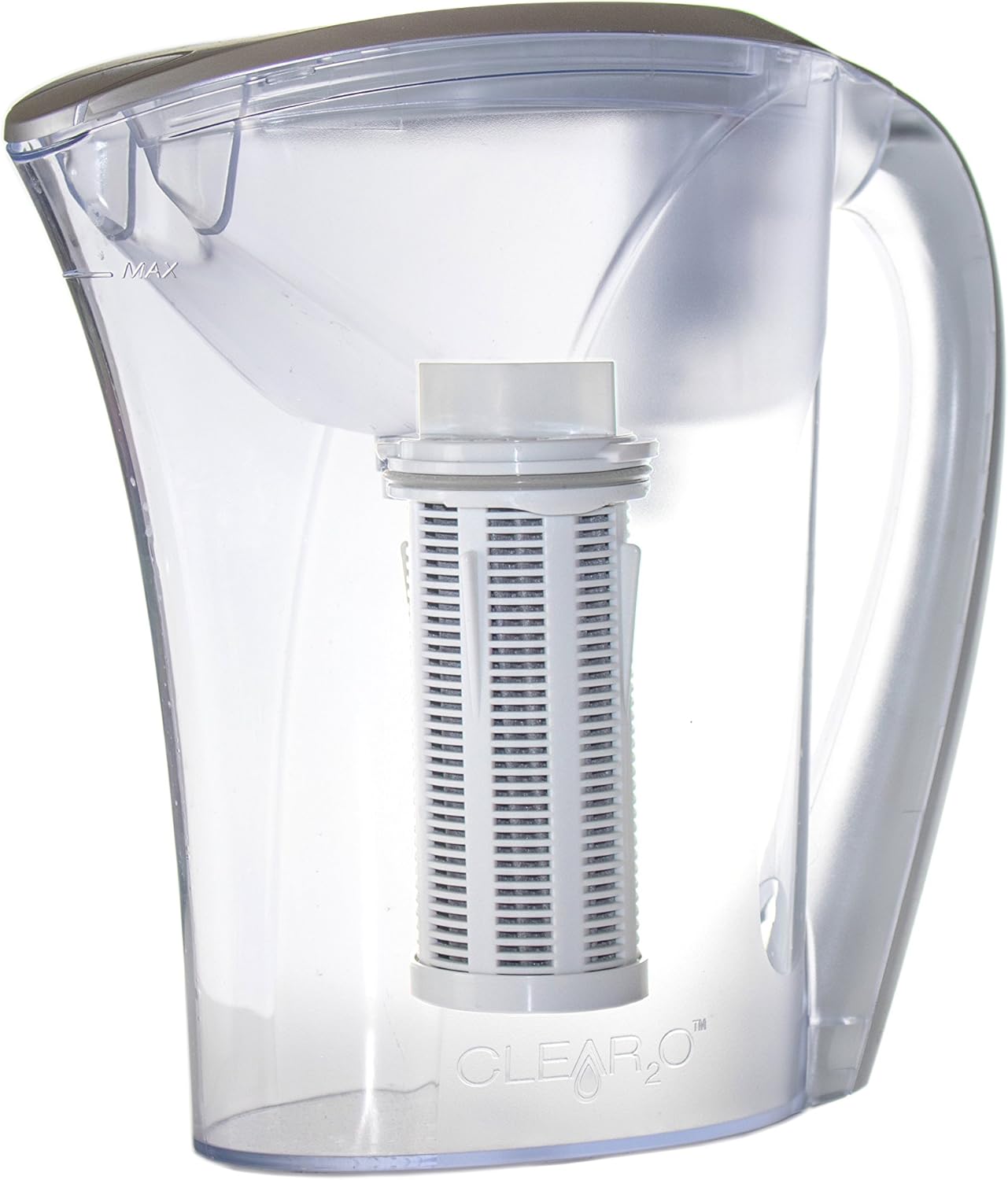 Clear2O Advanced Gravity Water Filter Pitcher, 48oz, Silver