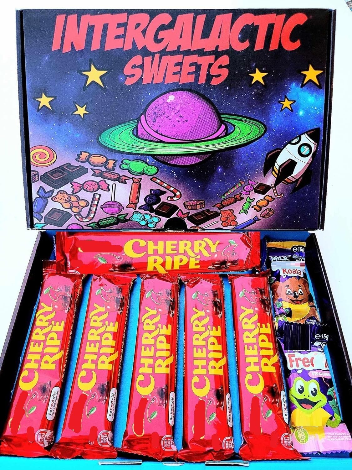 Cherry Ripe Australian Chocolate Selection Hamper | Cherry Coconut | Free Gifts Freddo & Koala | By INTERGALACTIC SWEETS