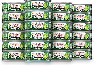 Chicken of the Sea Chunk Light Tuna in Water, 5 Ounce Cans (Pack of 24), Wild Caught Canned Tuna, 25% Less Sodium