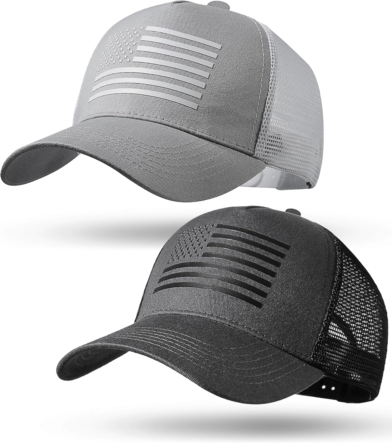 American Flag Trucker Hat Baseball Cap Snapback Fitted Hats for Men Women Snap Closure Design Breathable Mesh Side Durable