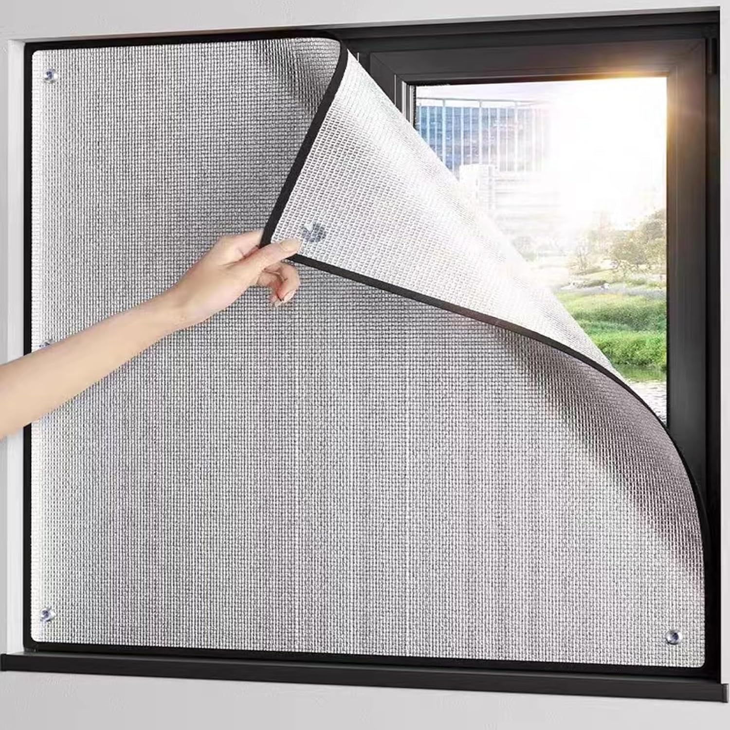 Double Aluminium Bubble Insulation Foil,Heat Reflective Window Film,Total Blackout Privacy Window Film,Sun Protection Anti UV Window Tint,8mm Thickness,for Glass (24"x63")
