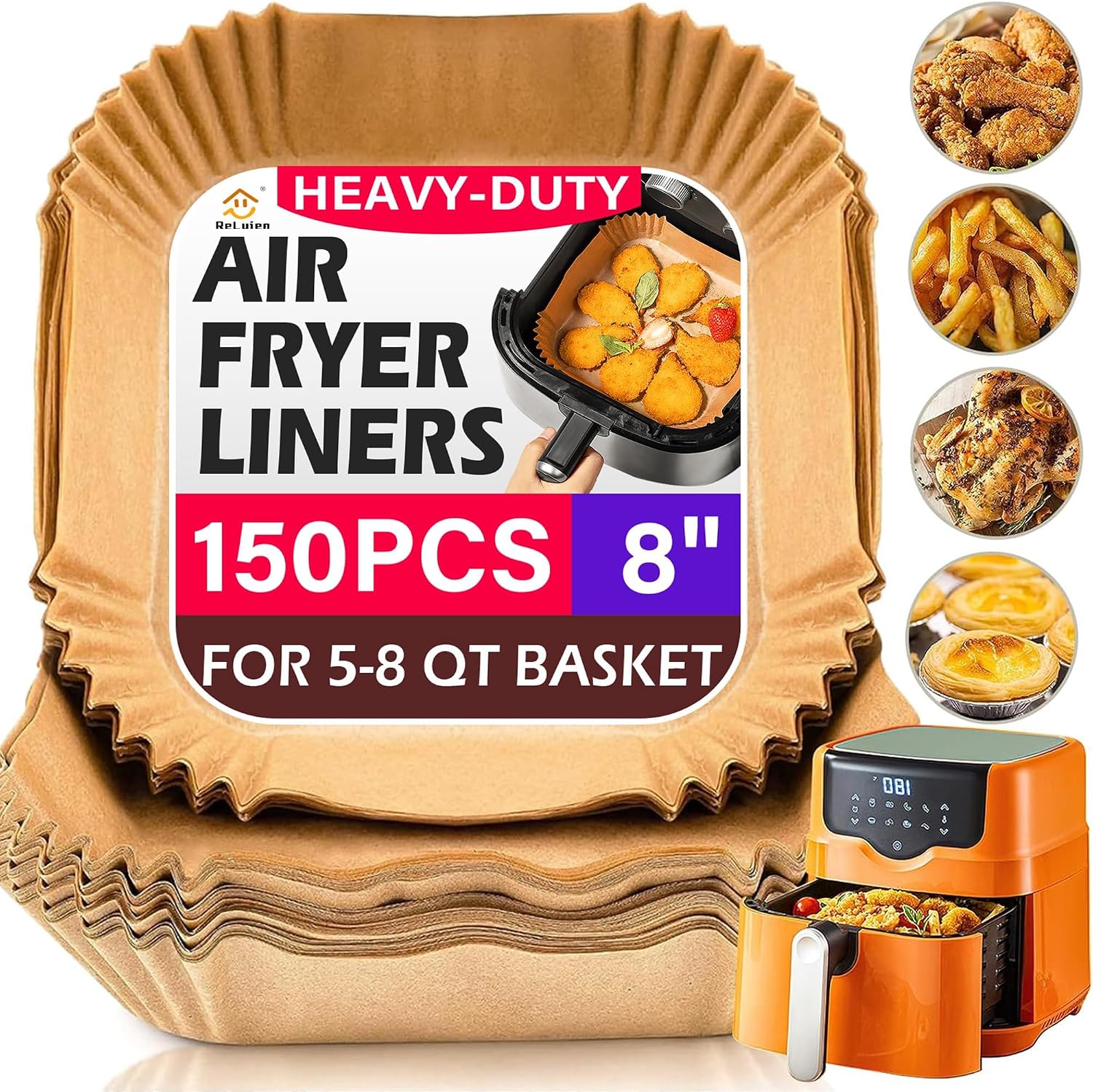150Pcs Air Fryer Liners Disposable, 8 Inch Paper for 5-8 QT Air Fryers