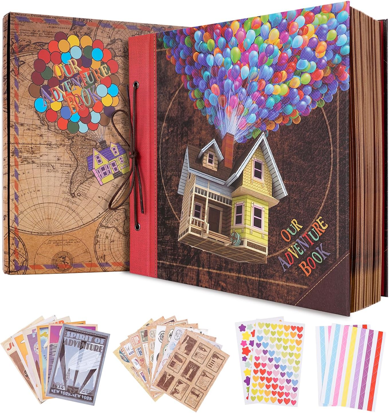 COMBIUBIU Our Adventure Book Scrapbook Album 12 x 12 Inch, DIY Handmade Travel Scrapbook Adventure Book for Couples, Mothers Day,Anniversary,Valentine's Day Gifts(1)