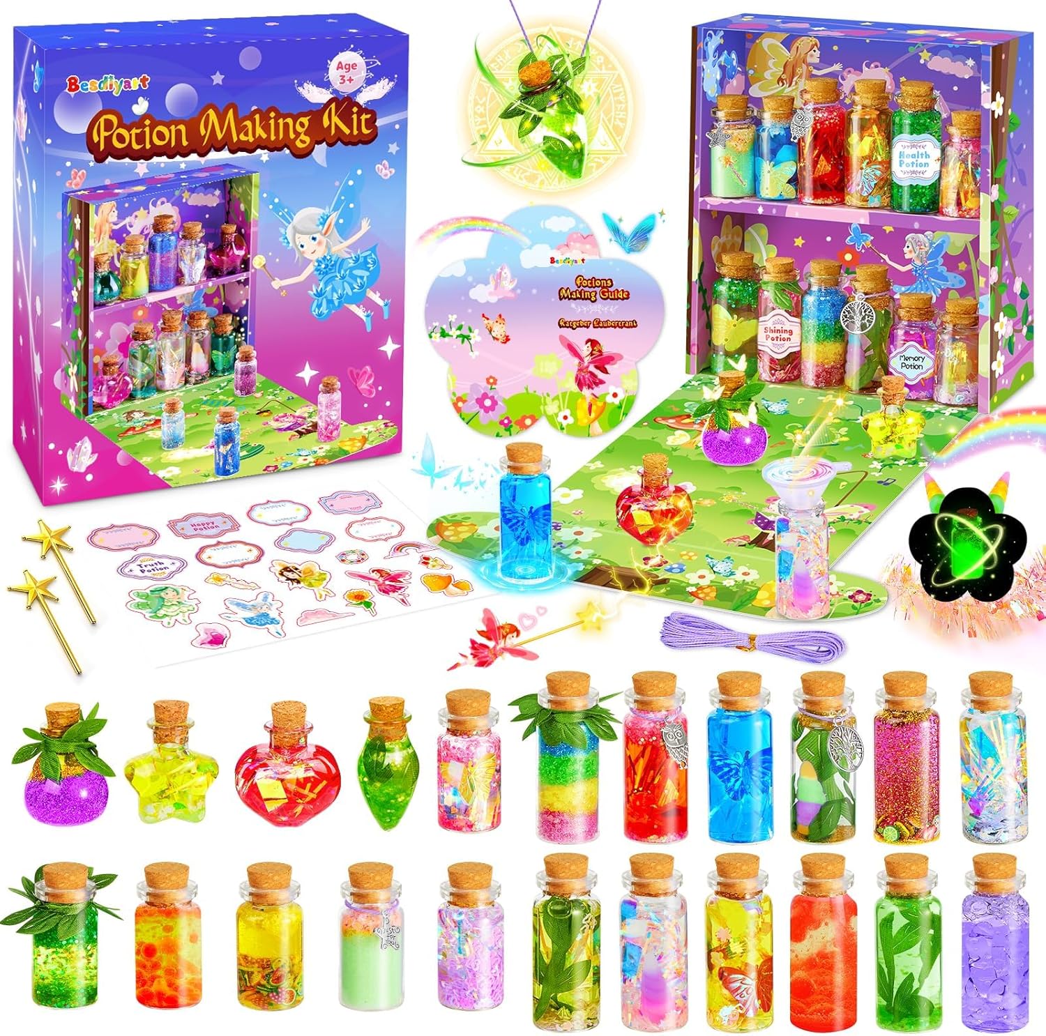 Potion Making Kit for Children, Fairy Arts and Crafts, Mix 22 Wizard Potions, Magical Gifts for Girls 5-12, Birthday Fairy Toys