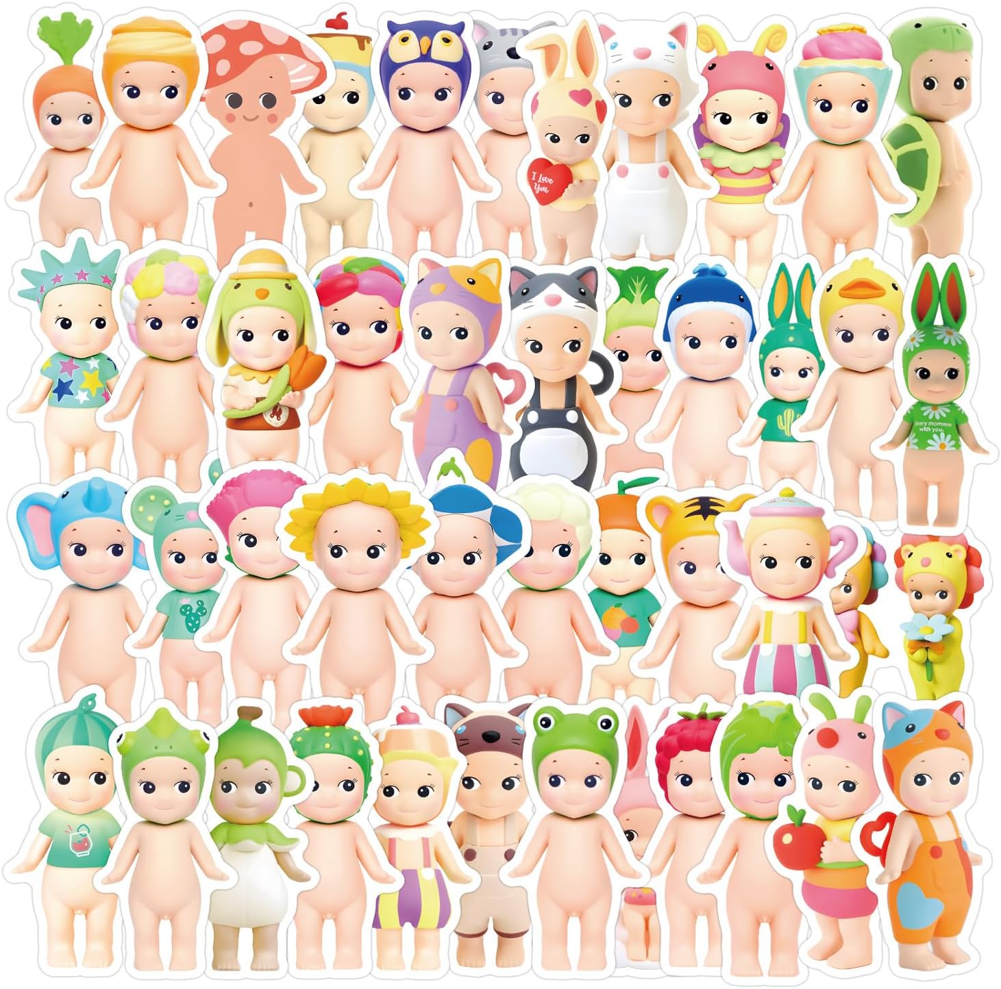 CAREOR 110Pcs Sonny Angel Stickers, Vinyl Waterproof Cute Sonny Angel Stickers for Kids Teen Crafts Laptop Bottles Envelopes Gifts Tags Snowboard