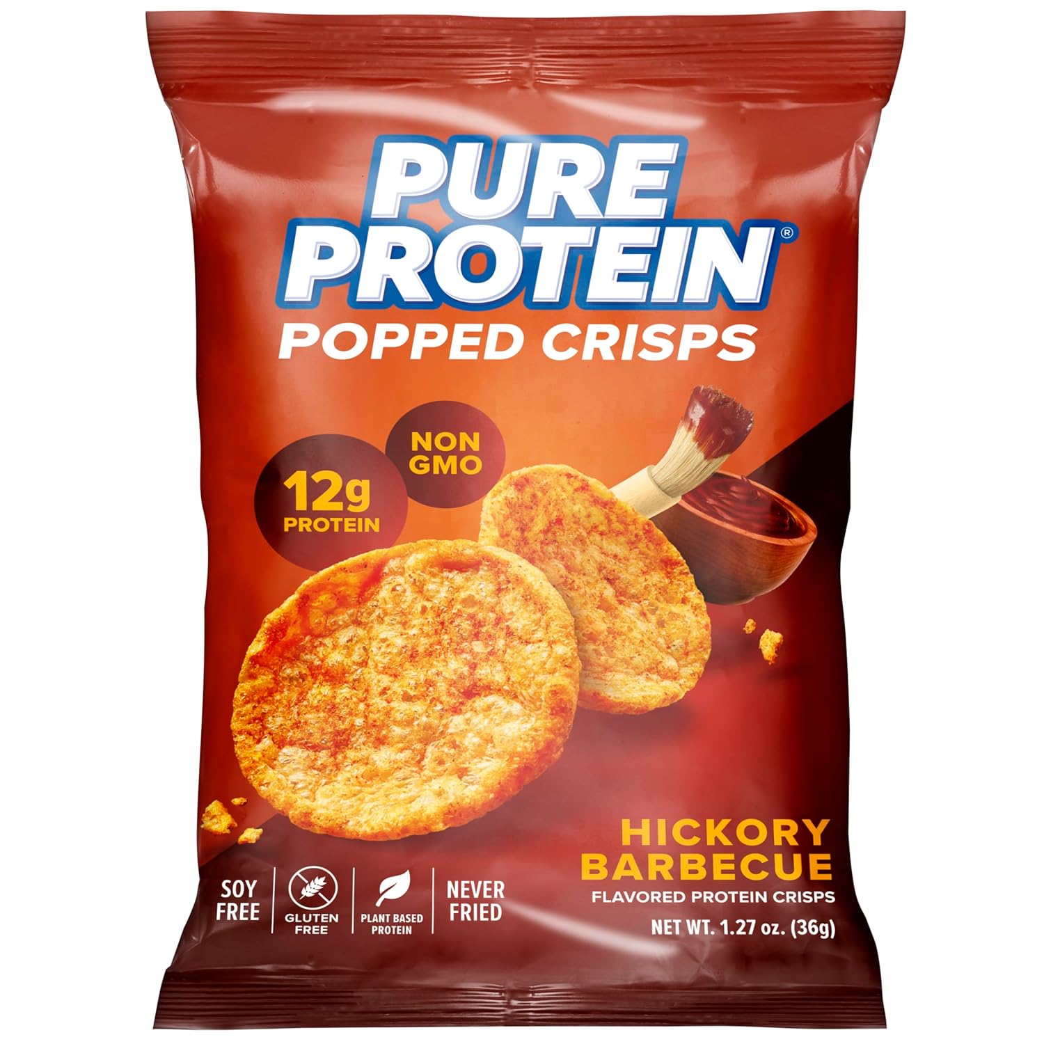 Pure Protein Hickory Barbecue Popped Crisps, 12g Plant Based Protein, 12 Ct