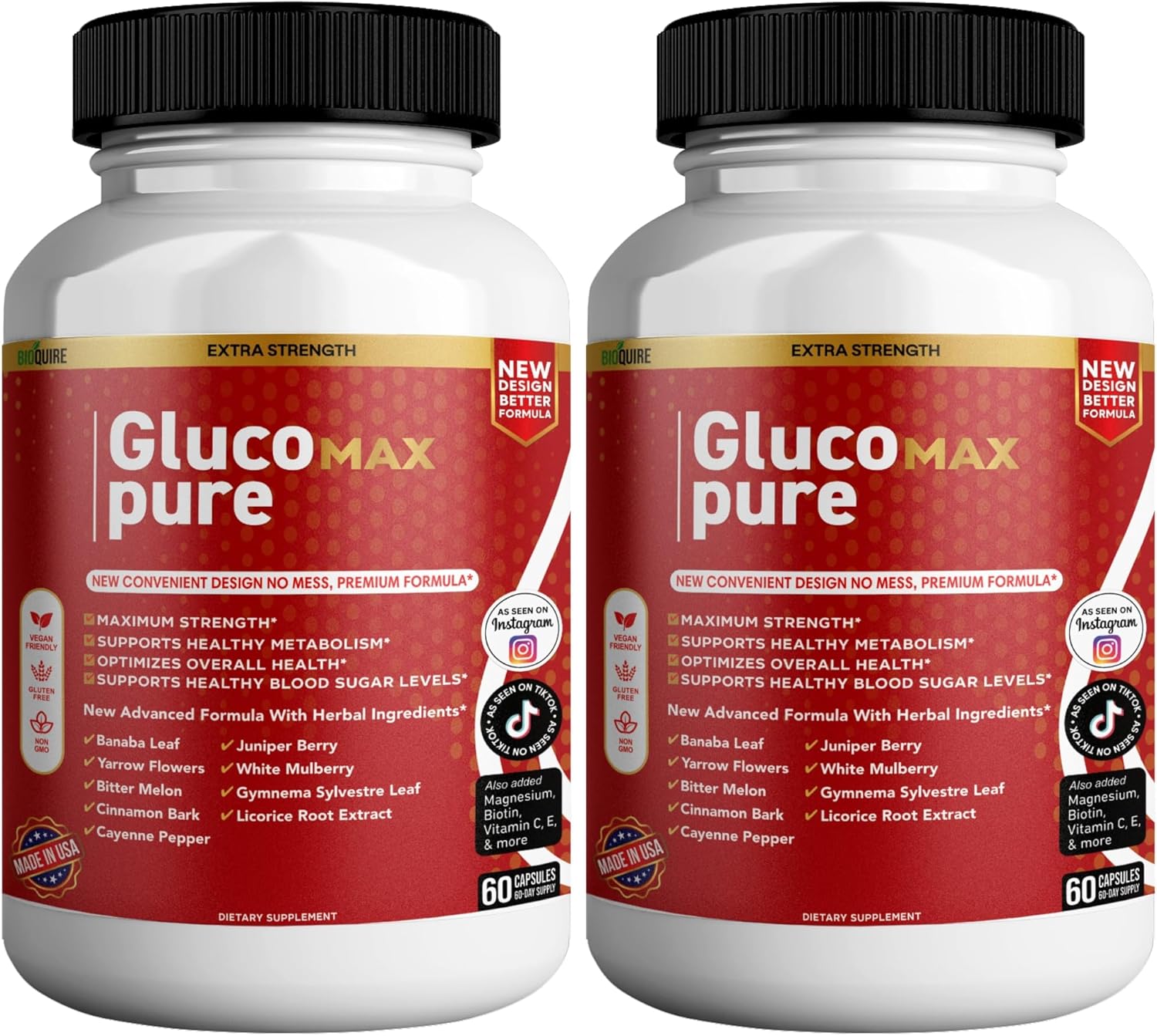 Gluco Max Pure Ultra Dietary Supplement, 60 Capsules, Maximum Strength, Supports Healthy Blood Sugar Levels, Optimizes Overall Health (2)