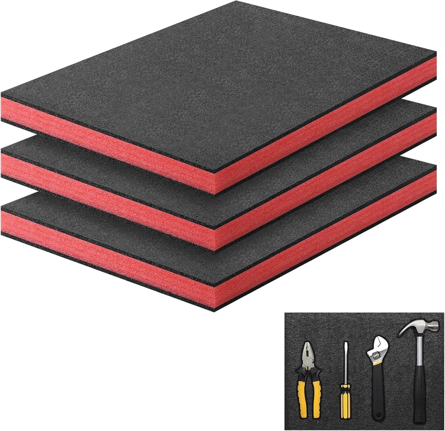 Storystore Polyurethane Foam Sheet 3pcs, 40 x 30 x 2.5cm Tool Box Foam Inserts Cuttable Tool Box Liner Tool Boxes Organiser Inserts for Tool Box, Flight Cases, Camera Storage, DIY Storage System