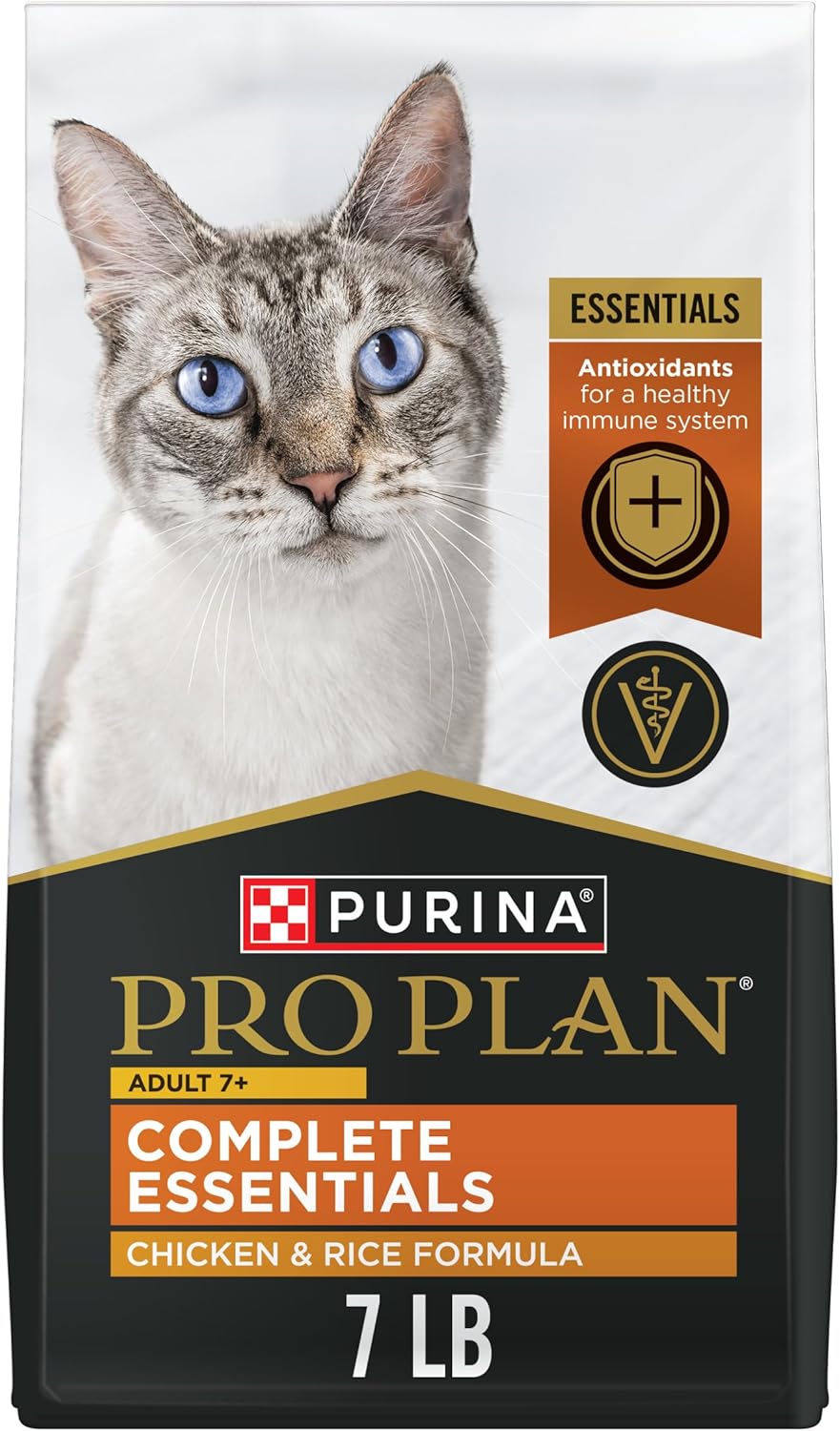 Purina Pro Plan Senior Cat Food Dry 7+ Complete Essentials Chicken and Rice Formula - 7 lb. Bag