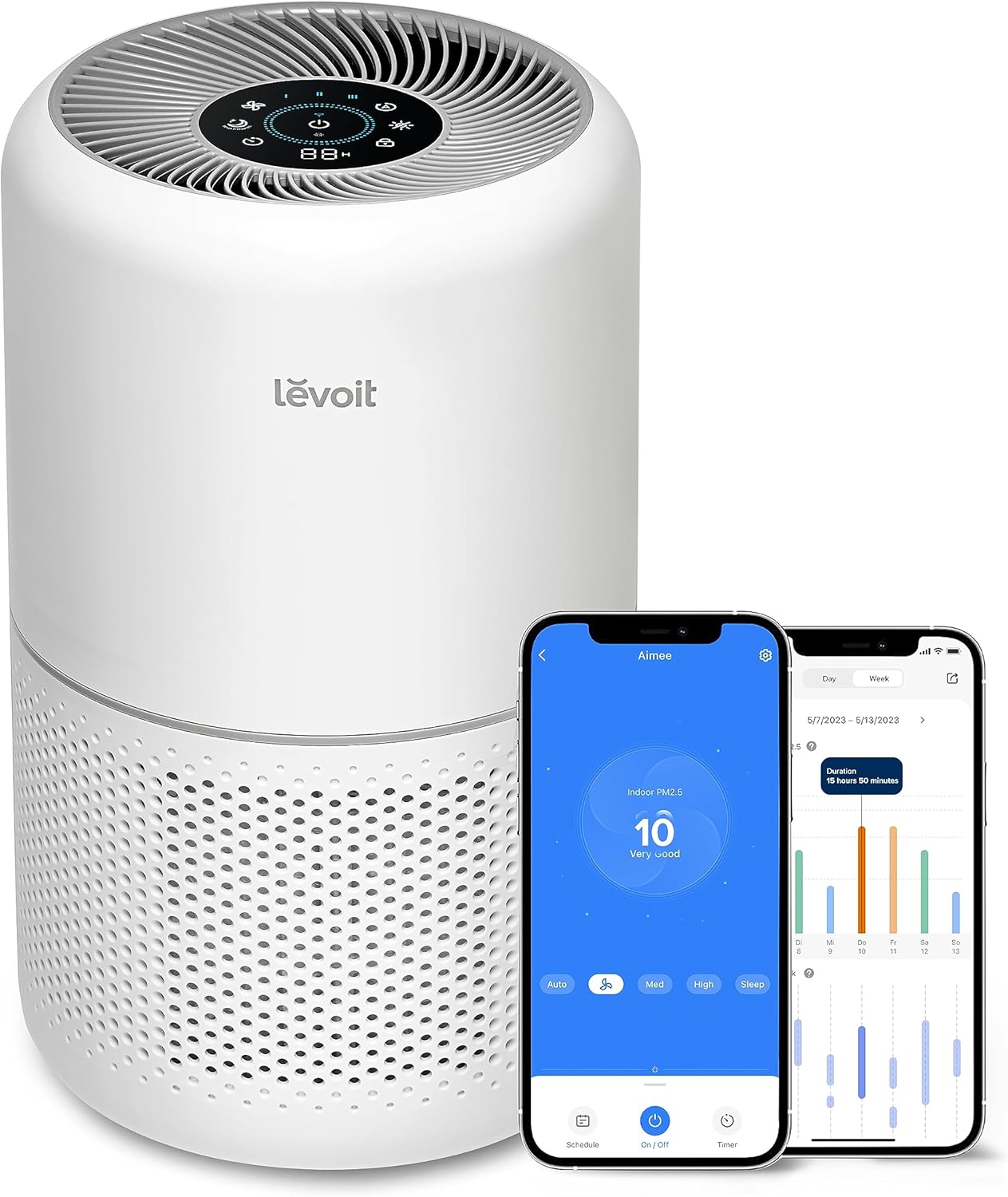 LEVOIT Smart Wifi Air Purifier for Bedroom Home 100m², CADR 240m³/h, HEPA Filter with Air Quality Sensor, Alexa Control & Quiet Auto Mode, Removes Pollen Allergen Dust Odour, Core 300S