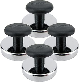 Master Magnetics Round Base Magnets with Knob - 1.43" Diameter, 0.98" Total Height with 1" Diameter Knob, 16 Pound Pull, Chrome, Pack of 4, HMKR-45X4