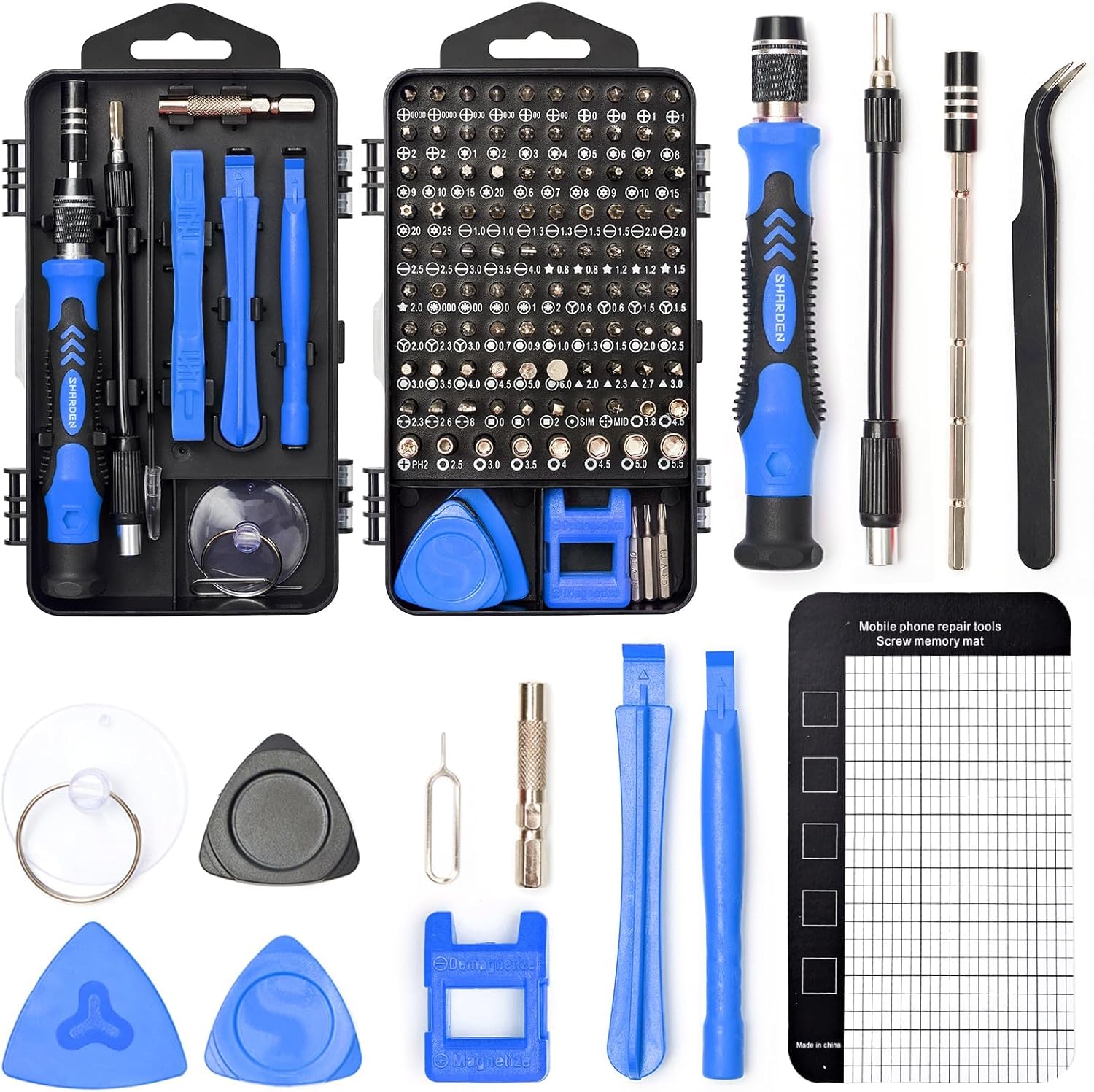 SHARDEN 122-Piece Precision Screwdriver Set, Magnetic Small Screwdriver Set, Electronic Repair Tool Kit DIY Screwdriver Kit for Phone, PC, Laptop, Computer, MacBook, PS4, Ring