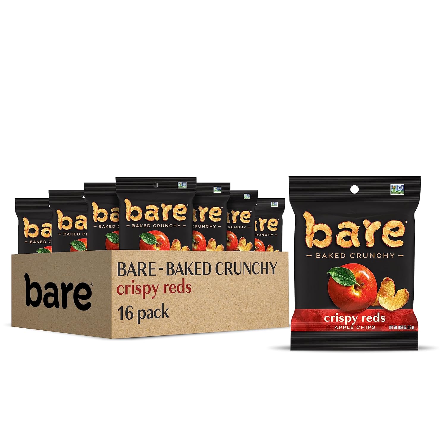 Bare Baked Crunchy, Apples Fuji & Reds, 0.53 Ounce (Pack of 16)