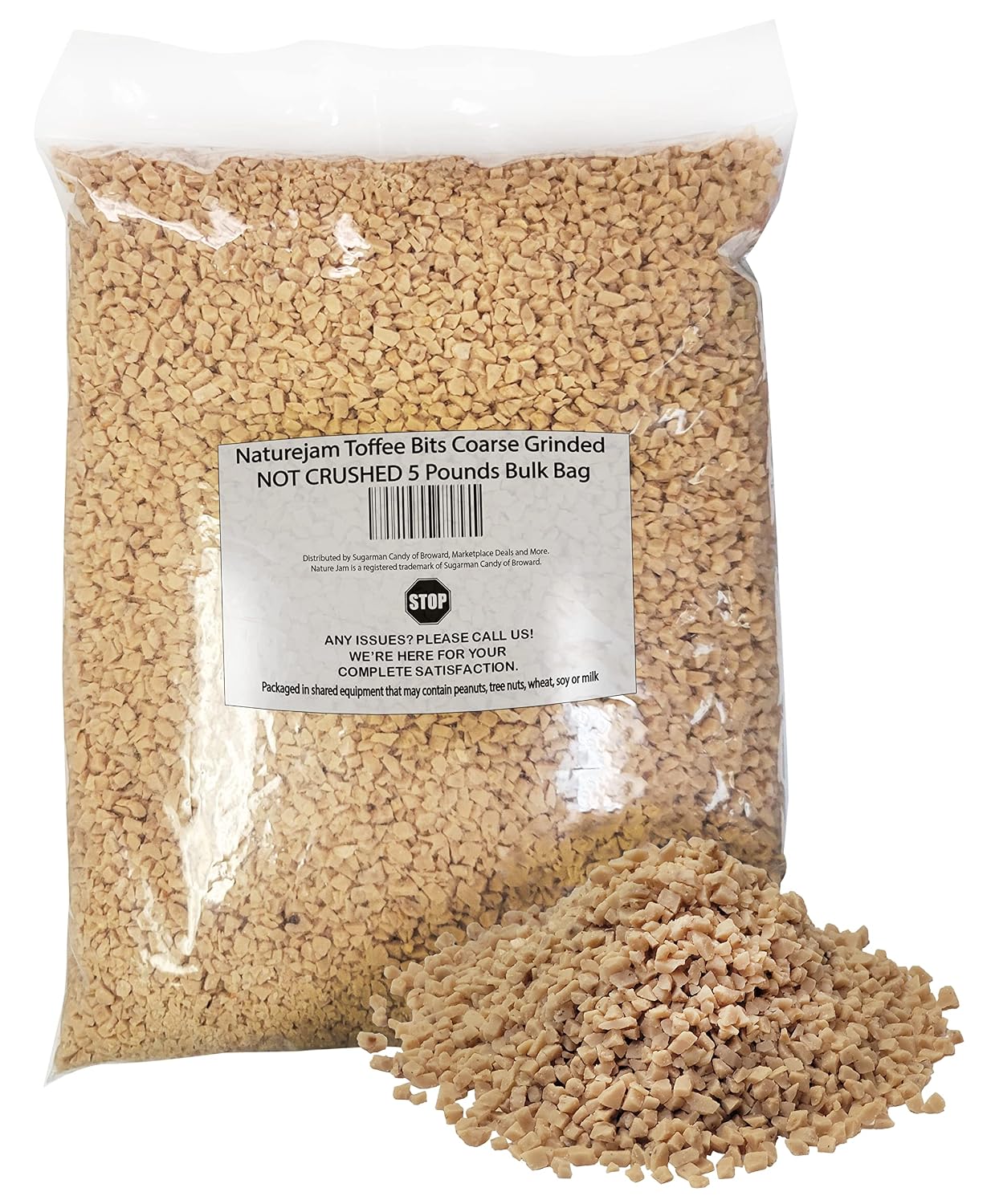 Naturejam Toffee Bits Coarse Grinded NOT CRUSHED 5 Pounds Bulk Bag-Topping For Cakes, Cookies or Ice Cream