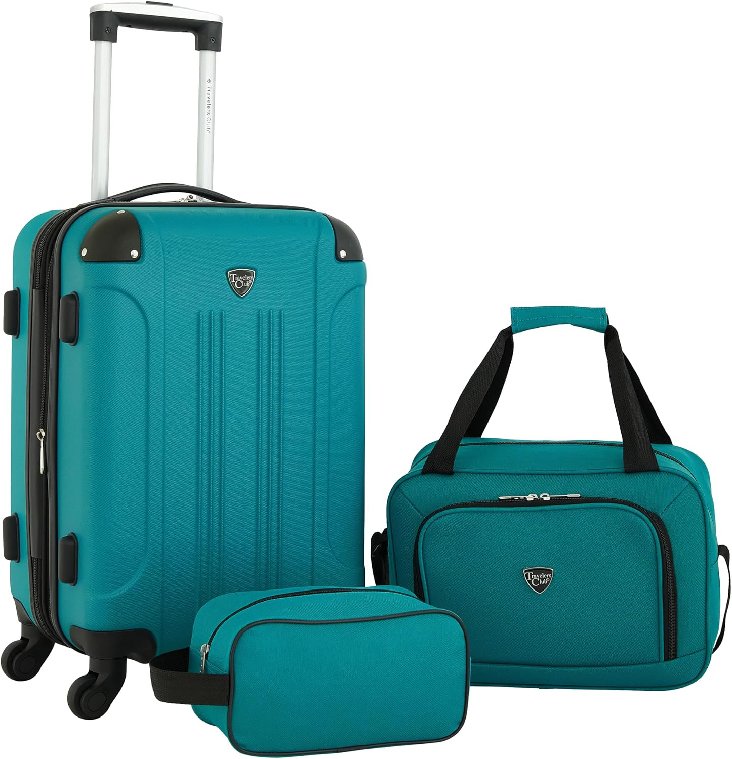 Travelers Club Chicago Hardside Expandable Spinner Luggage, Teal, 3 Piece Set
