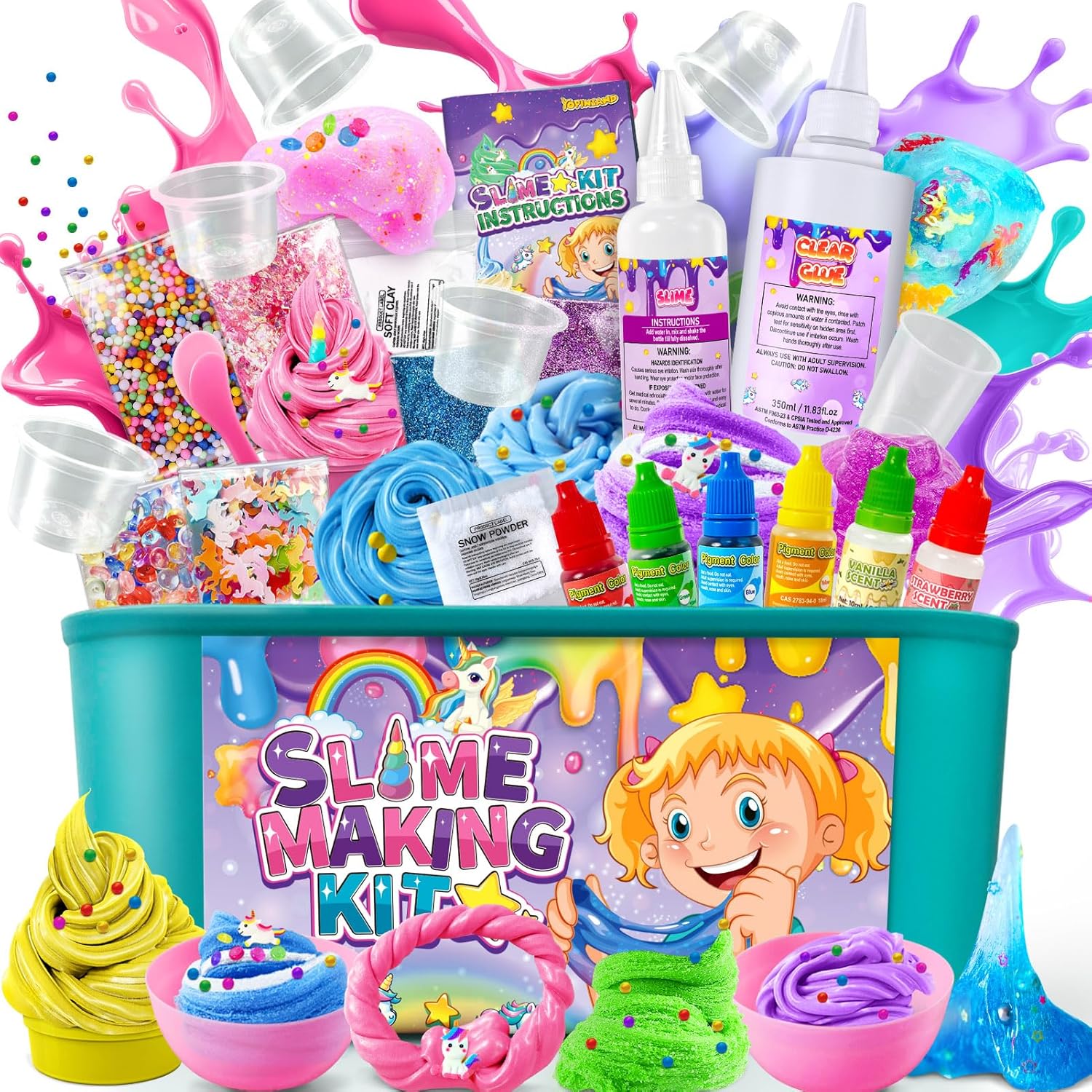 YOPINSAND DIY Slime Kit, Slime Making Kit for Girls, Butter & Cloud Slime with Add-ins, Foam Balls, Charms, Glitters, Party Favors Gift Toys for Kids 6-12