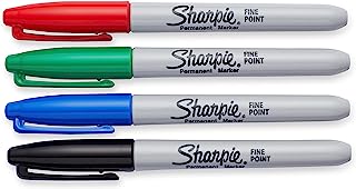 SHARPIE Permanent Markers, Fine Point, Assorted Colors, 4-Pack (30074)