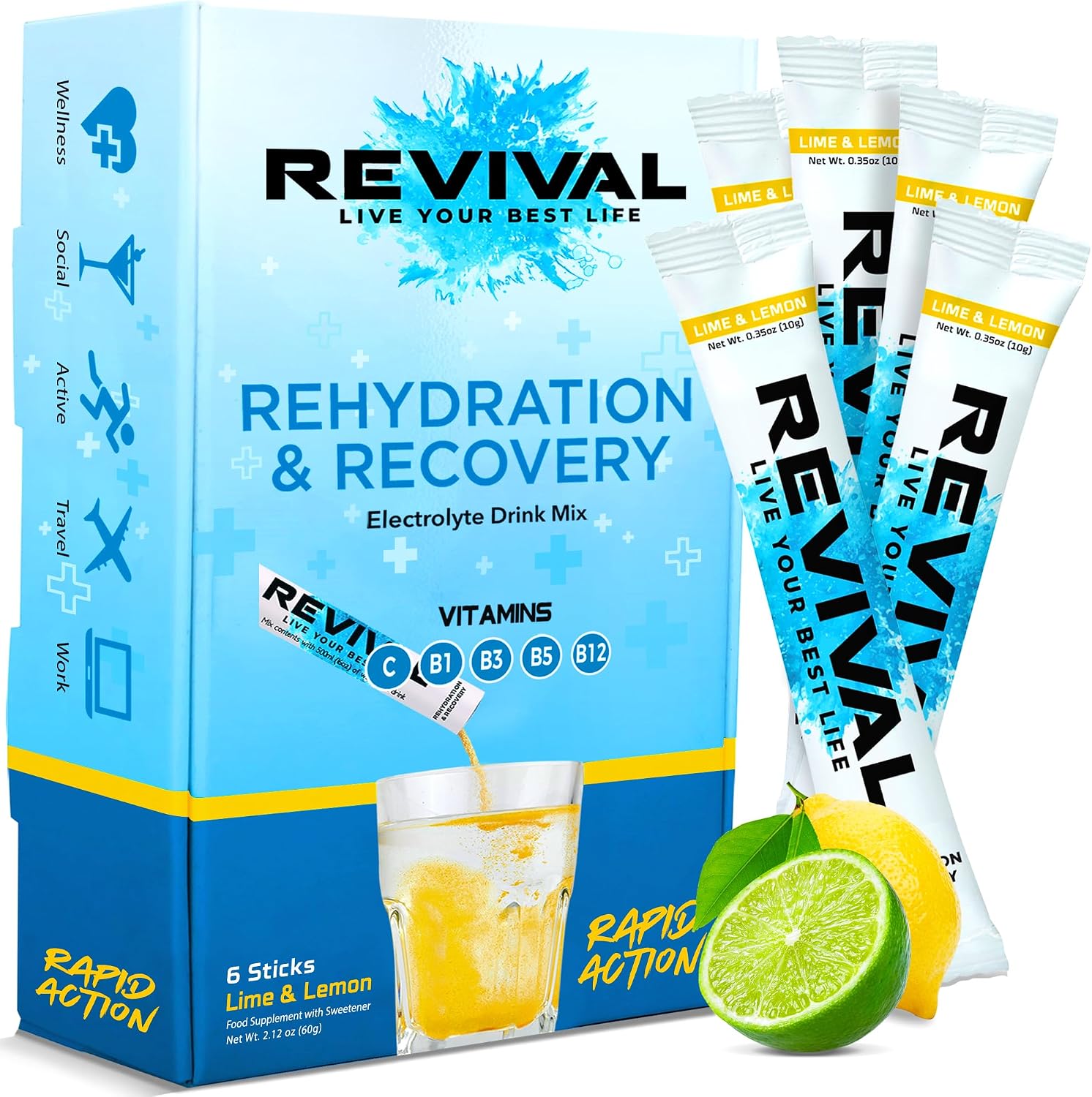 Revival Rapid Rehydration Electrolytes Powder | High Strength Sachet Drink