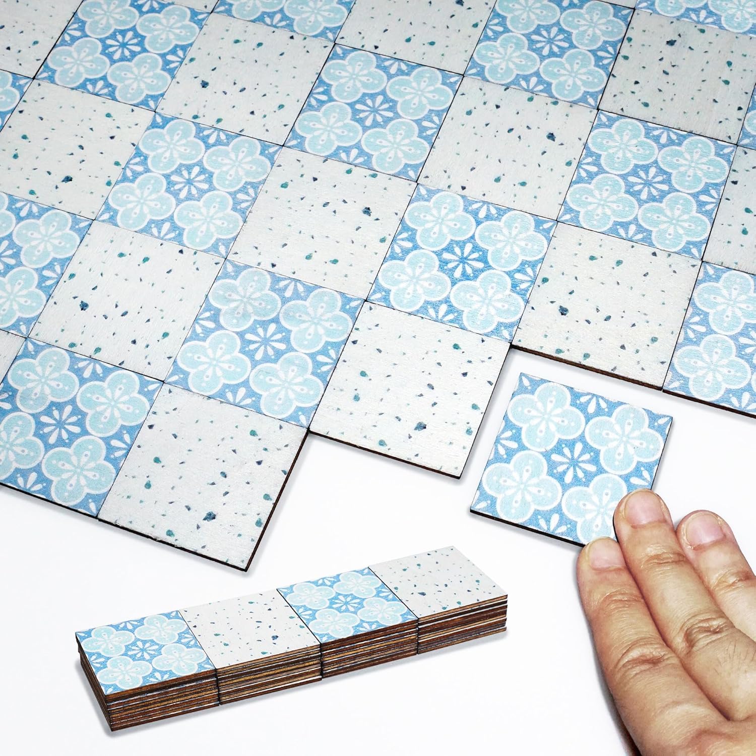Dollhouse Flooring Tiles on 1/12 1/6 Scale Miniature Decor Accessories 32pcs Double-Sided