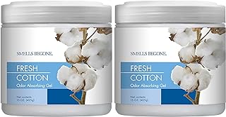 SMELLS BEGONE Air Freshener Odor Absorber Gel - 15 oz, Pack of 2 - Absorbs and Eliminates Odor in Pet Areas, Bathrooms, Cars, & Boats - Made with Essential Oils - Fresh Cotton Scent