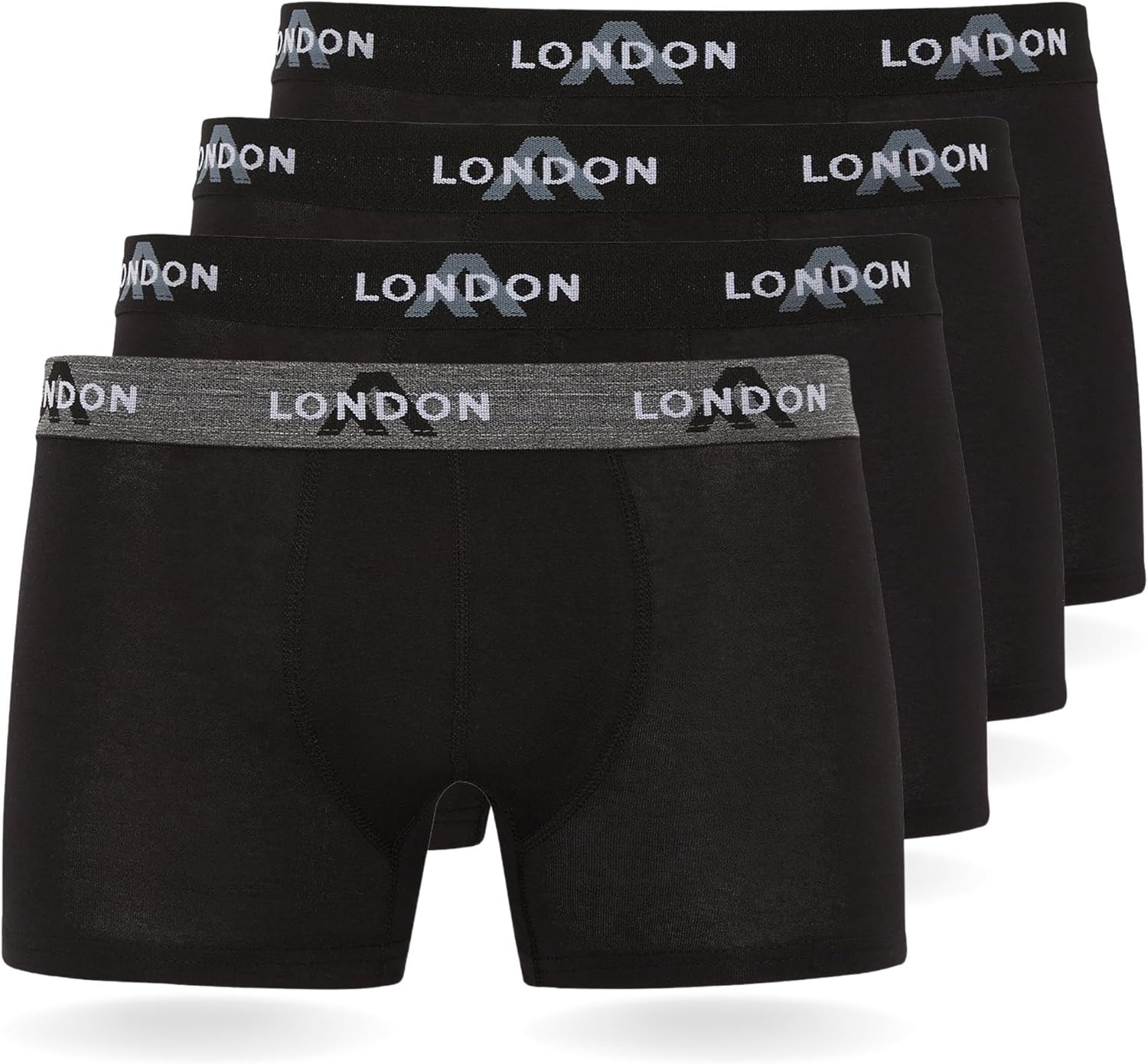 FM London 4/8-Pack Mens Boxers with Elastic Waist - Soft Boxer Shorts Men, Stretch Fit Underwear for Everyday Wear - Fitted Hipster Underwear