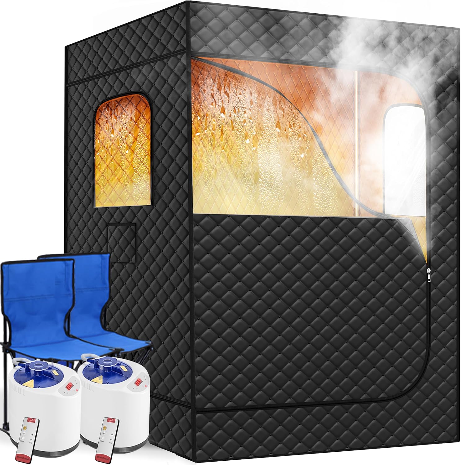 Tehanld 2 Person Portable Steam Sauna for Home, Black