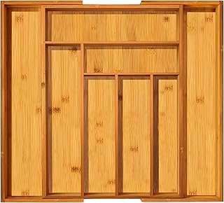 Utopia Kitchen Silverware Organizer, Expandable Bamboo Utensil Drawer Organizer, Kitchen Drawer Organizer, Silverware Organizer for Cutlery, Utensils, Flatware Holder (6-8 Slots, Natural) Pack of 1