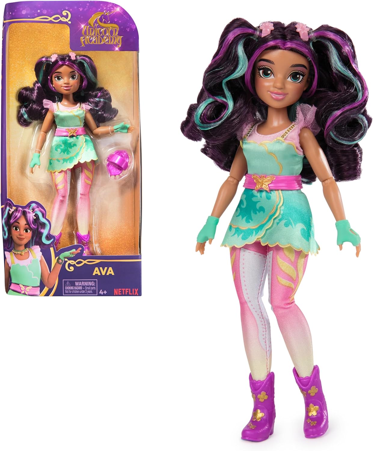Unicorn Academy, Ava Doll with Highlighted Hair, 7 Fashion Accessories & Hair Styling Tool, 9.5”, Dolls & Unicorn Toys for Girls Ages 4 and up