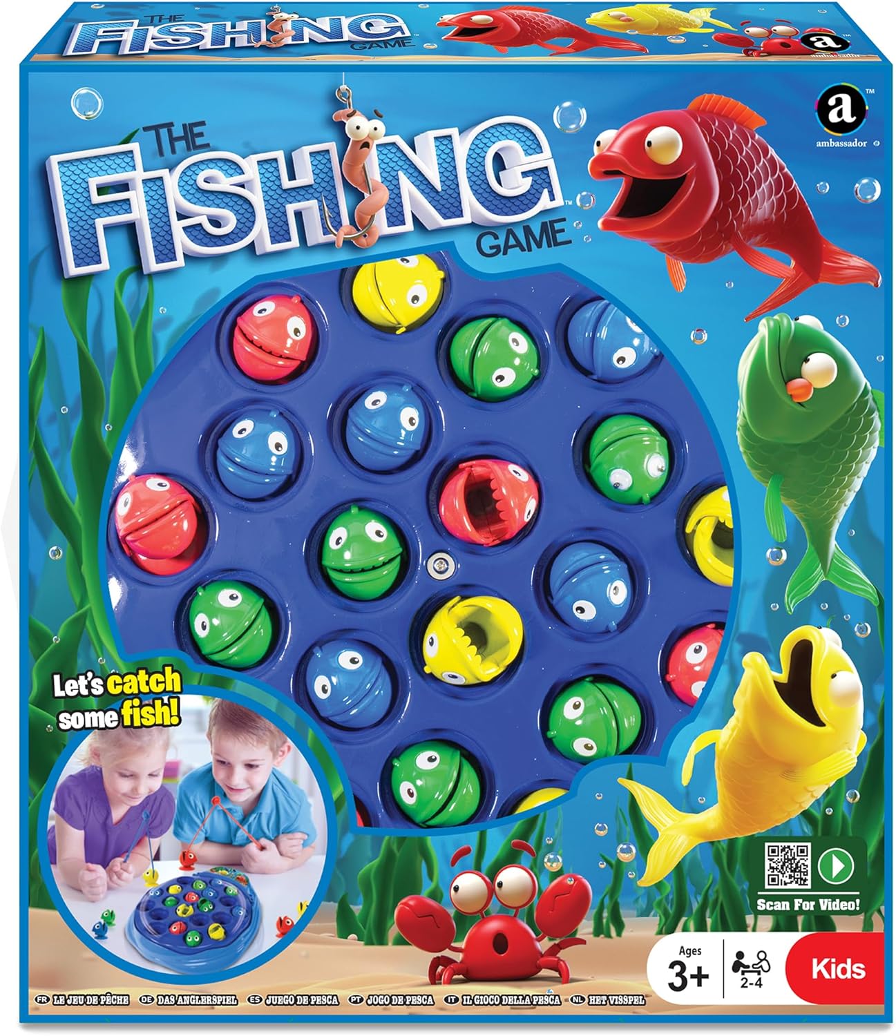 Ambassador Games: The Fishing Game - Classic Animated Arcade-Themed Game, Use The Rod to Catch Spinning & Chomping Fish, Kids Ages 3+, 2-4 Players