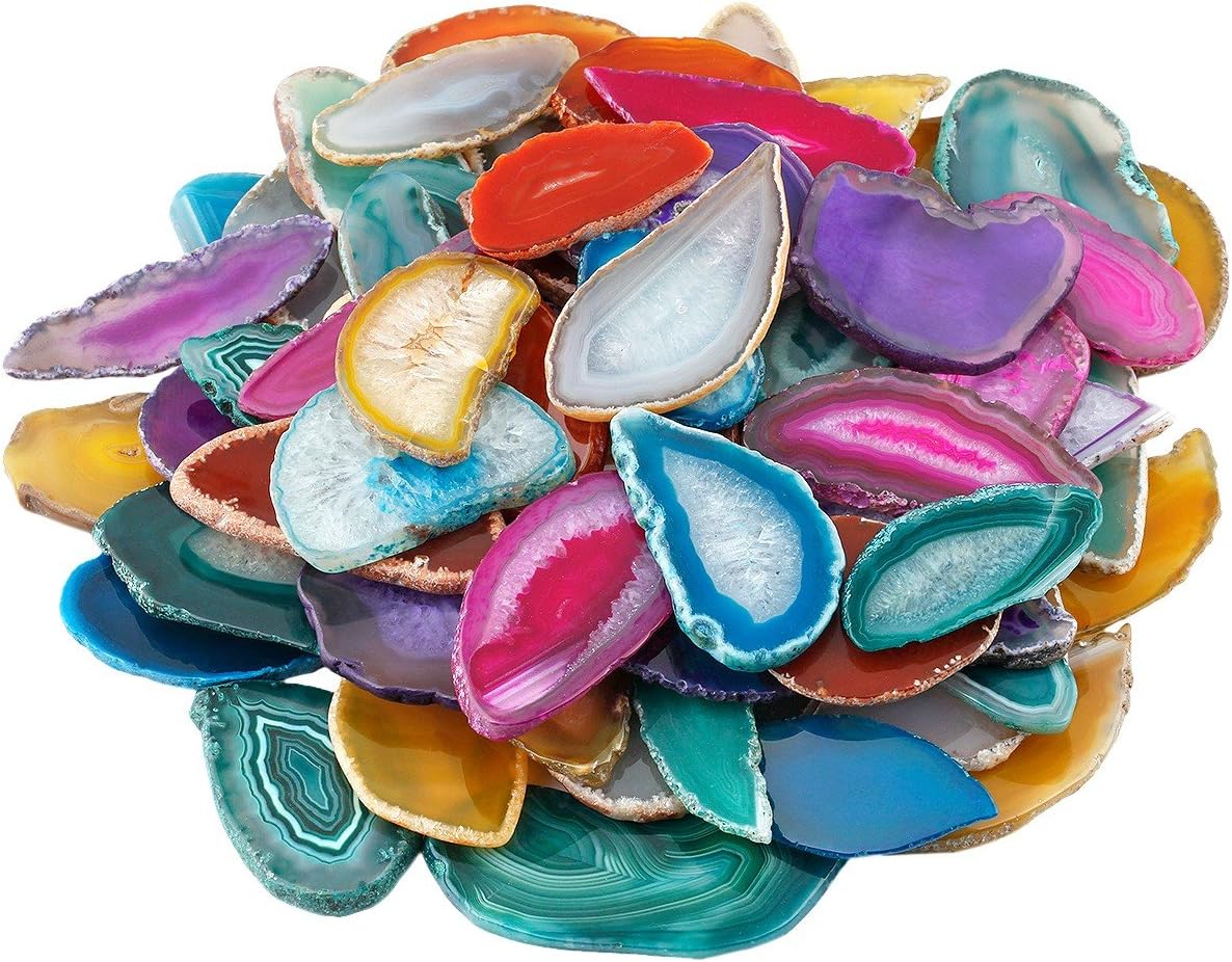 mookaitedecor Polished Agate Light Table Slices,Geode Agate Slab Cards Pack of 12